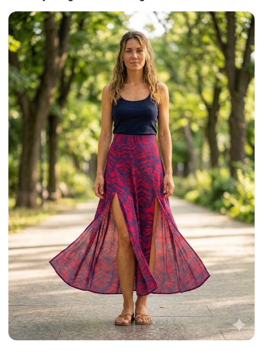 Topshop Pink & Purple Patterned Maxi Skirt with Front Slits
